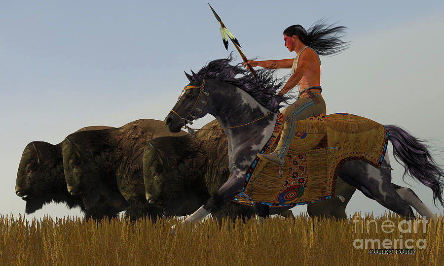 Indian and Paint Horse Painting by Corey Ford