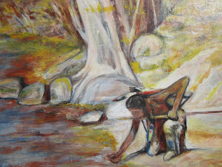 Indian at the Water Painting by Denice Palanuk Wilson