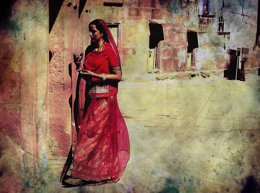 Abstract Photograph - Indian Beauty Rajasthan Exotic Travel Woman 1h by Sue Jacobi