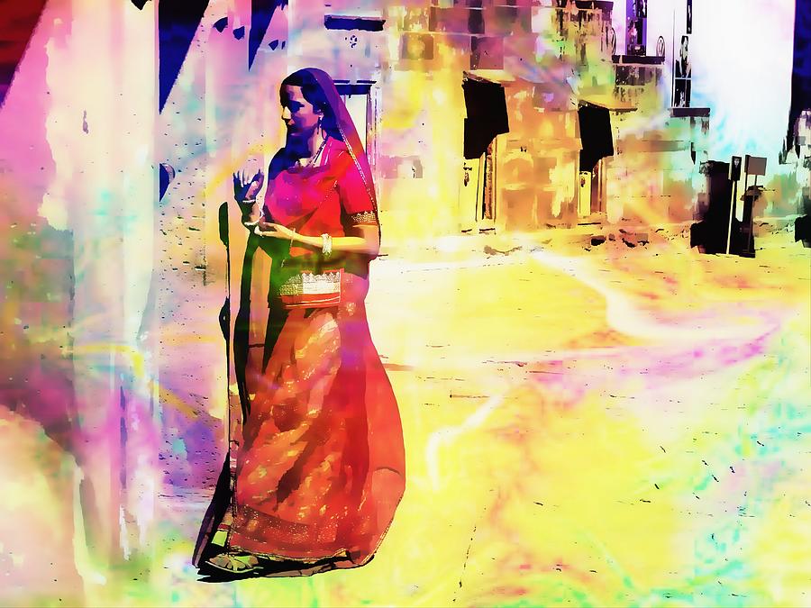 Indian Beauty Rajasthan Exotic Travel Woman Watercolor 1f Photograph by Sue Jacobi