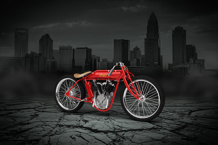 Indian Board Track Racer 1920 City Digital Art by Aged Pixel