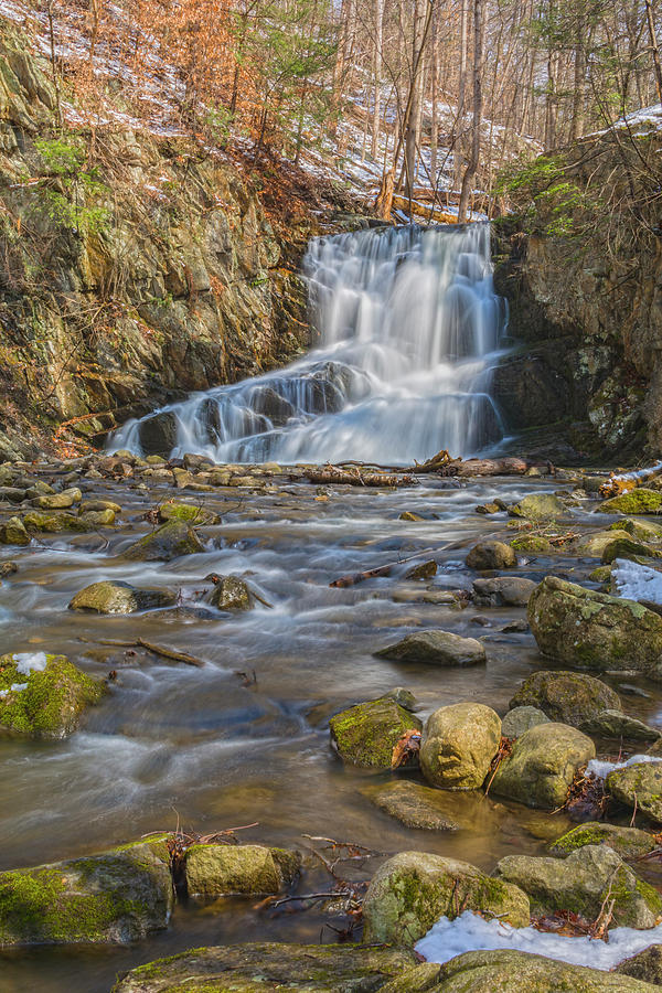 Waterfall Photograph - Indian Brook Falls  With April Snow by Angelo Marcialis