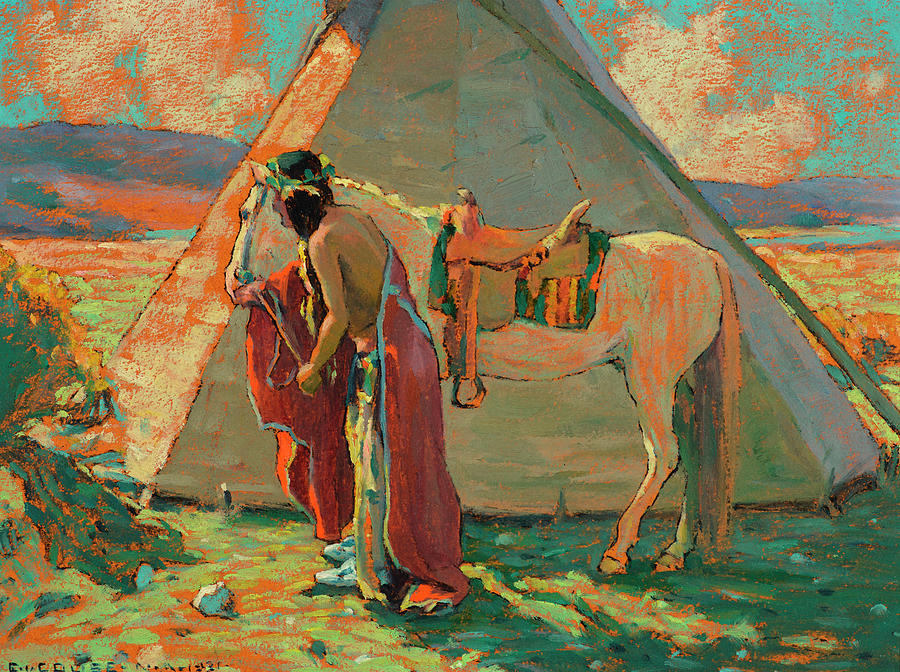 Pocahontas Painting - Indian Camp by Eanger Irving Couse