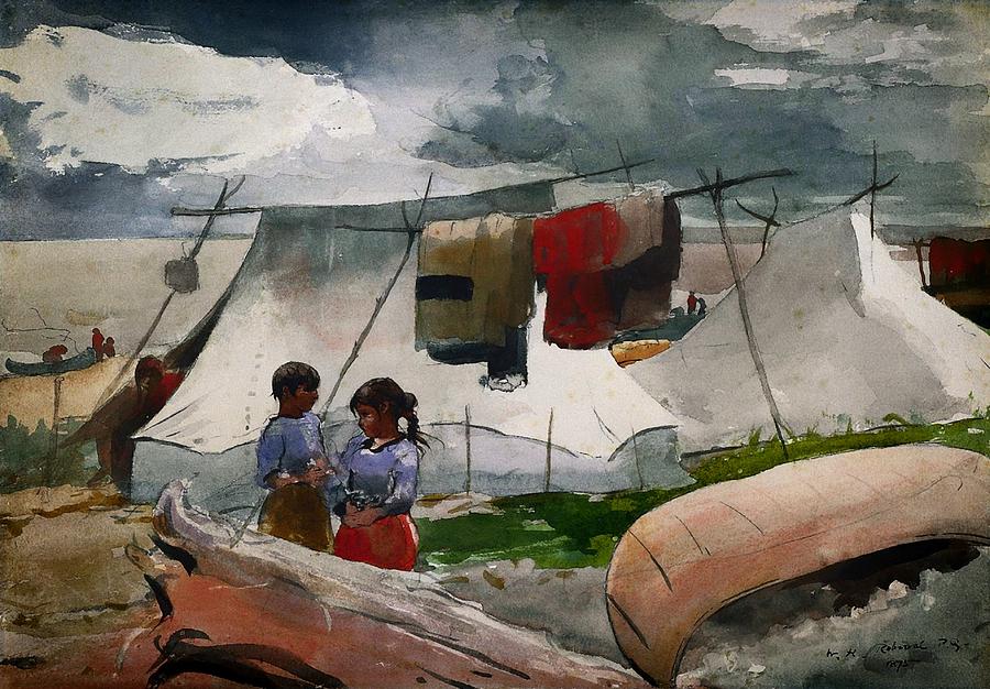 Winslow Homer Painting - Indian Camp - Roberval P Q by Mountain Dreams