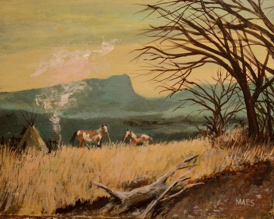 Indian camp Painting by Walt Maes