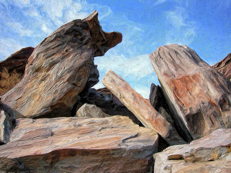 Desert Painting - Indian Canyon Rocks by Dominic Piperata