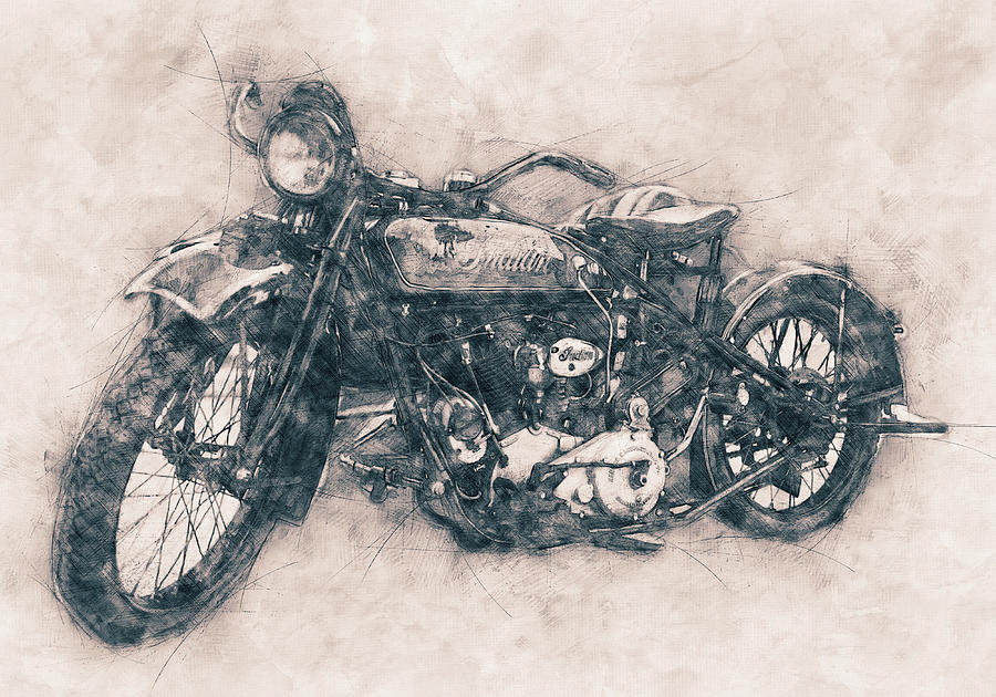 Indian Chief - 1922 - Vintage Motorcycle Poster - Automotive Art Mixed Media by Studio Grafiikka