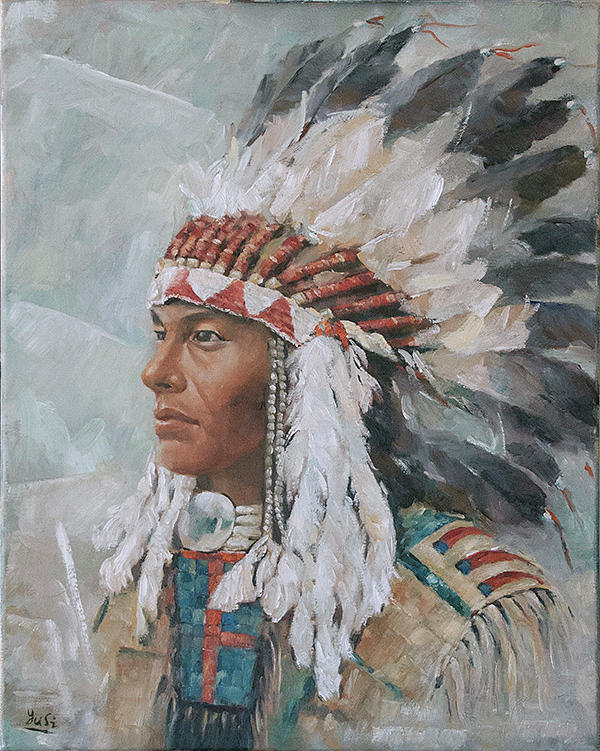 Indian chief Painting by Bin Feng | Fine Art America