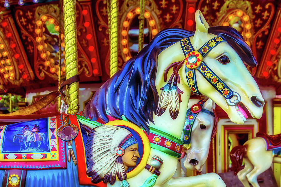 Indian Chief Carrousel Horse Photograph by Garry Gay