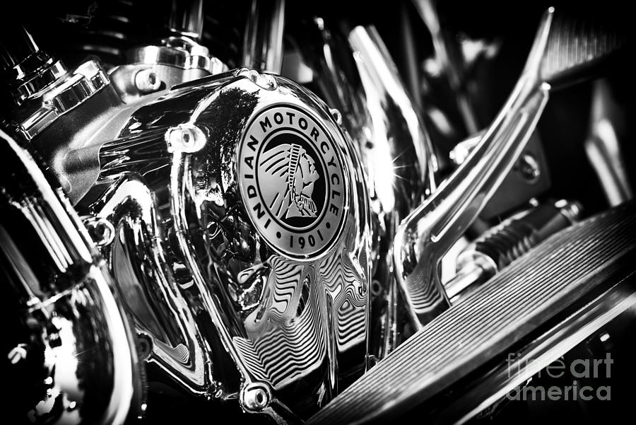 Motorcycle Photograph - Indian Chief Engine Casing by Tim Gainey