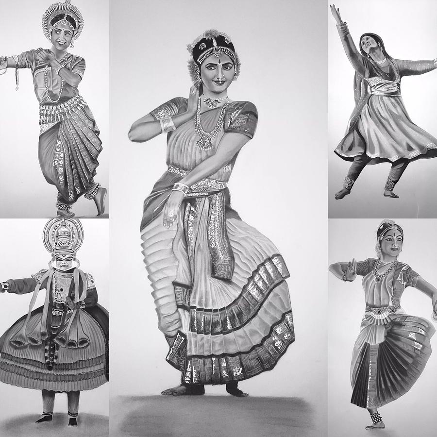 Indian classical dances Drawing by Krishna Regula - Pixels