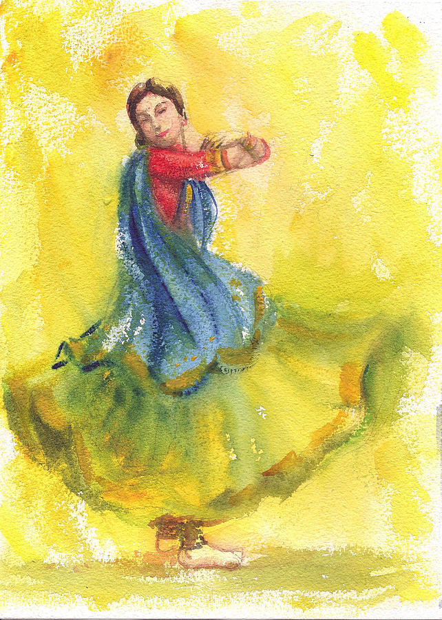 Indian dancer Painting by Asha Sudhaker Shenoy