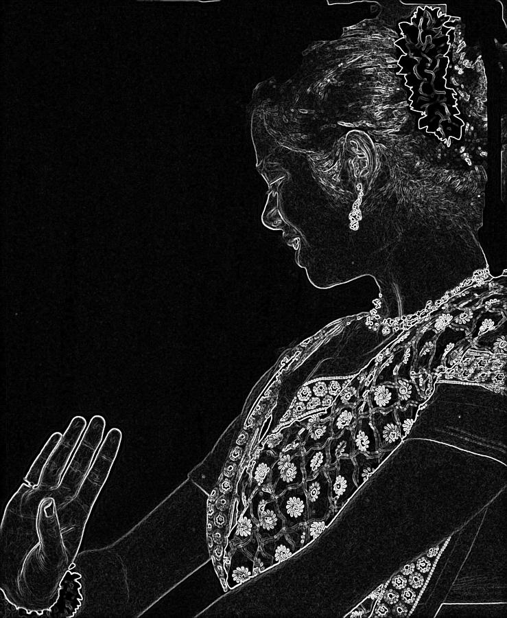 Black And White Photograph - Indian Dancer  by Vijay Sharon Govender