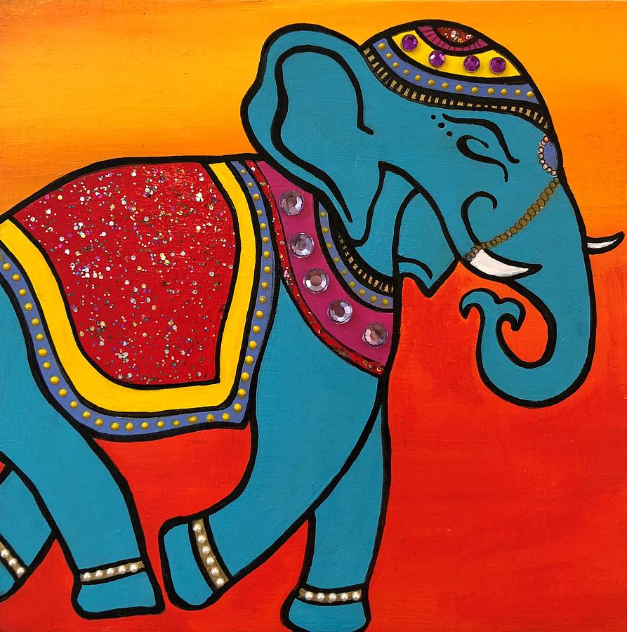 indian elephant acrylic painting