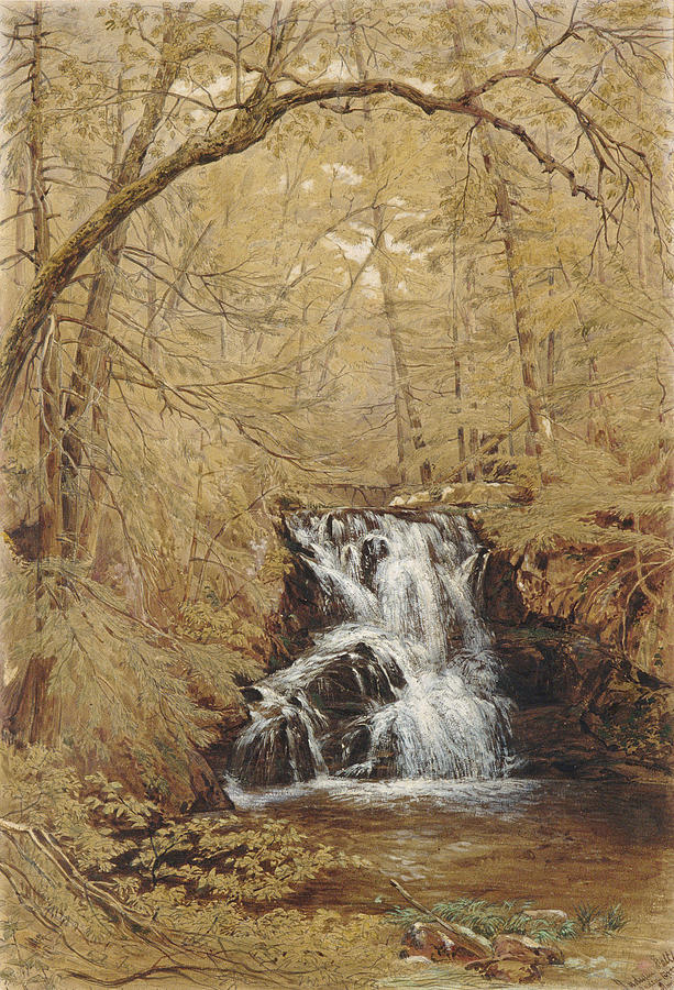 Indian Falls Indian Brook. Cold Springs. New York Drawing by William Rickarby Miller