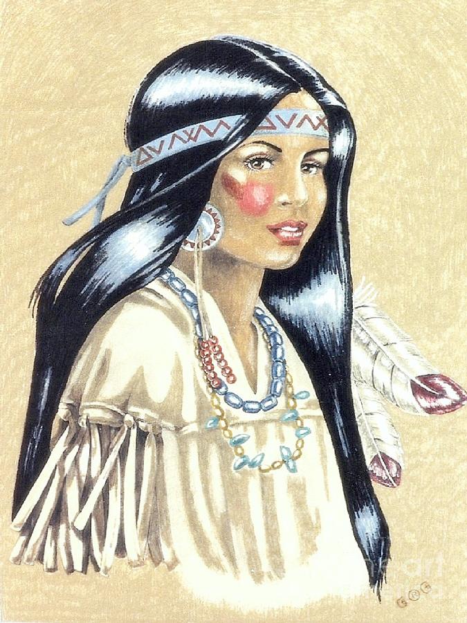 Indian Girl Painting by George I Perez