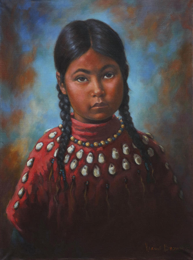 Portrait Painting - Indian Girl by Harvie Brown