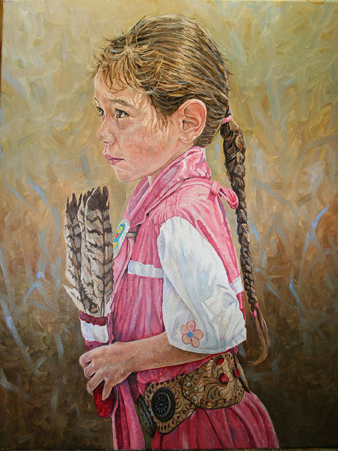 American Indian Painting - Indian girl by Jason Swain American Indian Painting - Indian girl by Jason Swain