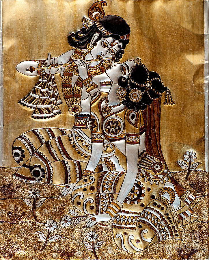 Embossing Painting - Indian God Radha Krishna by Anannya Chowdhury