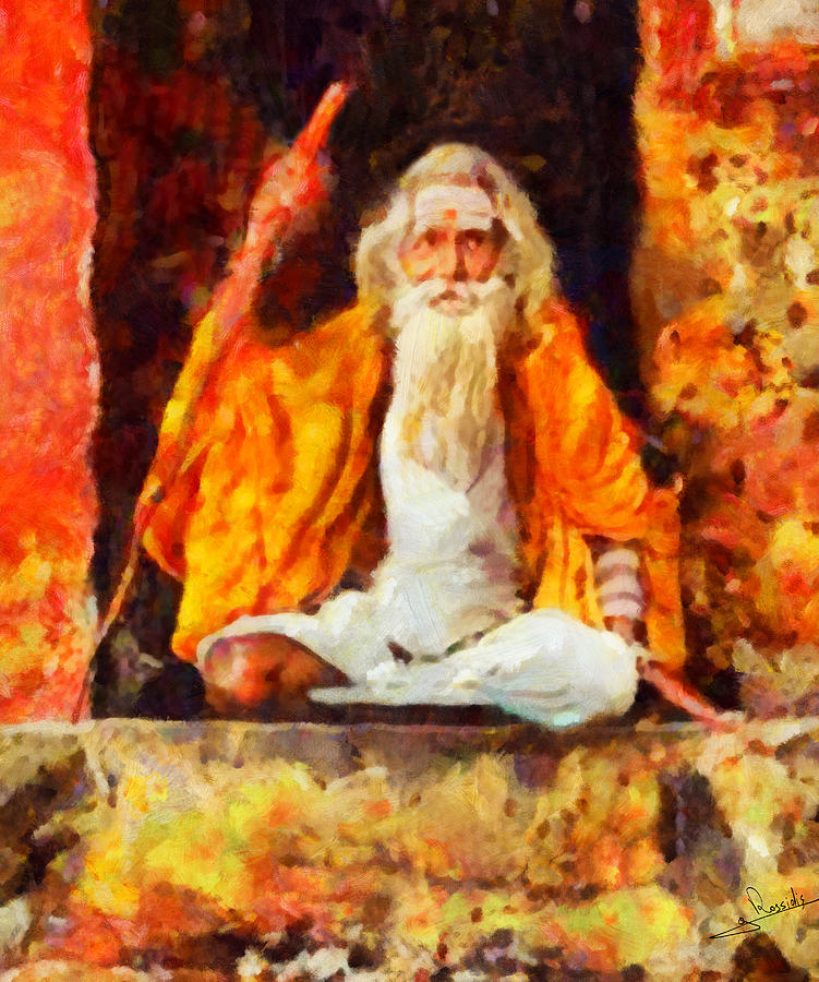 Indian guru Painting by George Rossidis