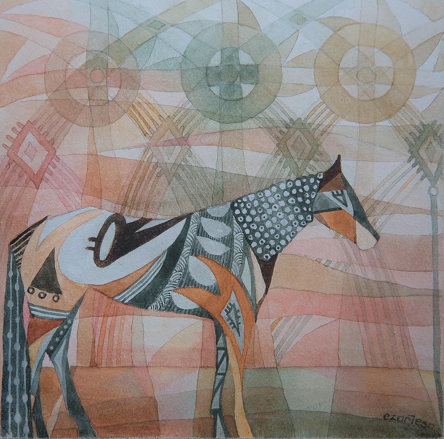 Indian Horse Painting by Ezartesa Art