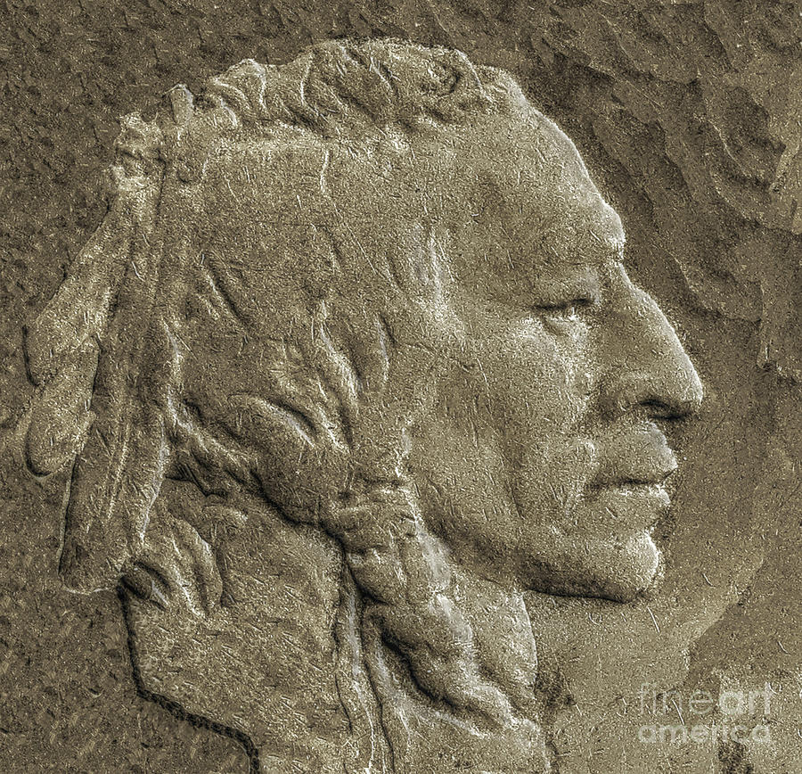 Indian in Stone   Digital Art by Randy Steele