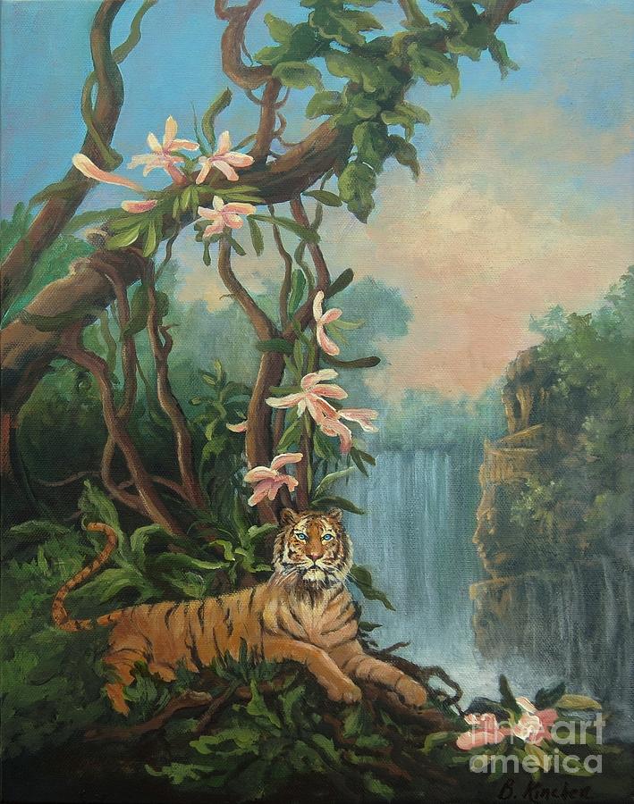 Jungle Painting - Indian Jungle with Tiger by Brenda Kinchen