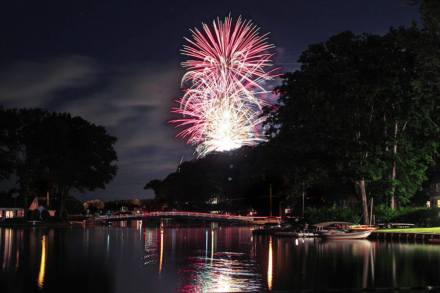 Indian Lake Fireworks Photograph by Wandering Roots