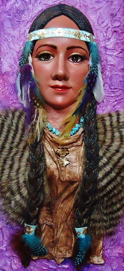 Native Indian Painting - Native Maiden Beauty by Lois Rivera