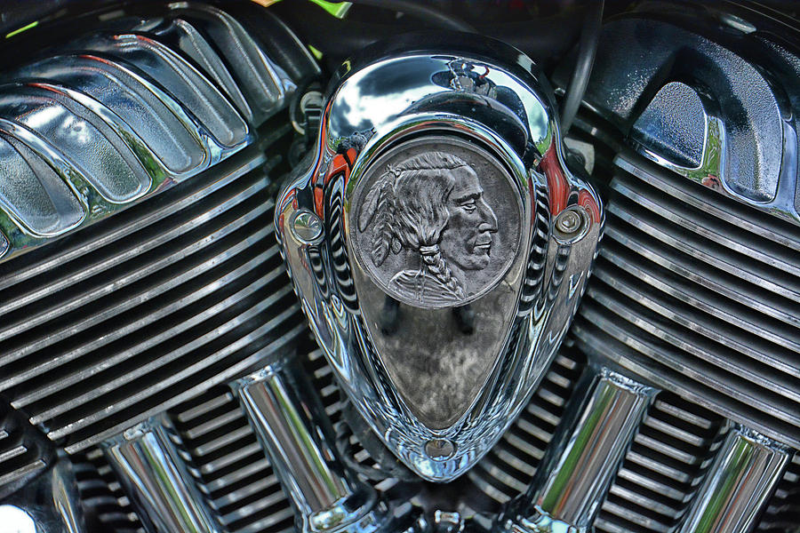 Indian Motorcycle Engine Logo Photograph by Mike Martin