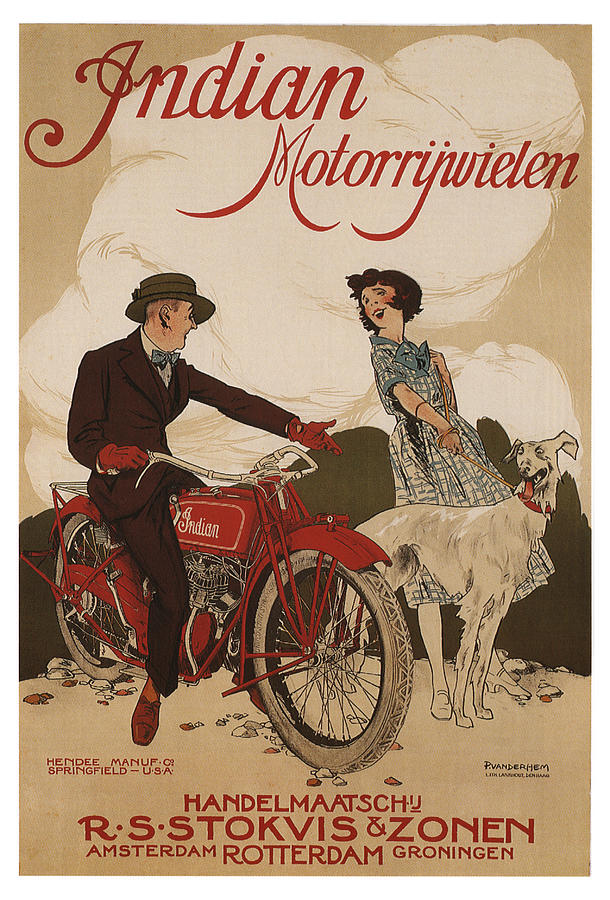 Indian Motorrywielen - Indian Motorcycles - Vintage Advertising Poster Mixed Media