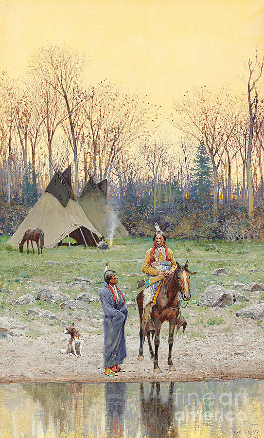 Henry Francois Farny Painting - Indian on Horseback by Henry Francois Farny