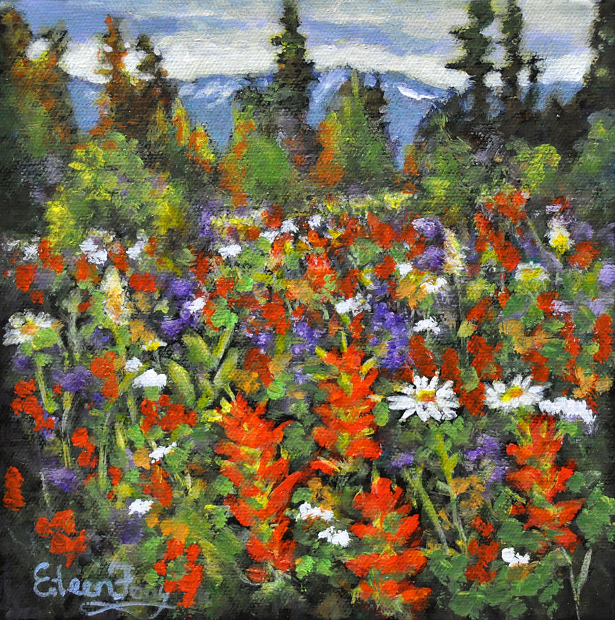 Flower Painting - Indian Paint Brush in Mountain Meadow by Eileen  Fong