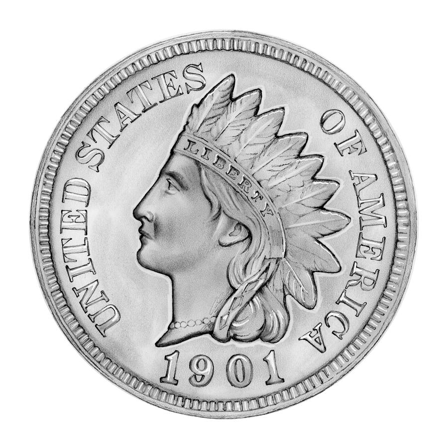 Indian Penny Drawing by Greg Joens