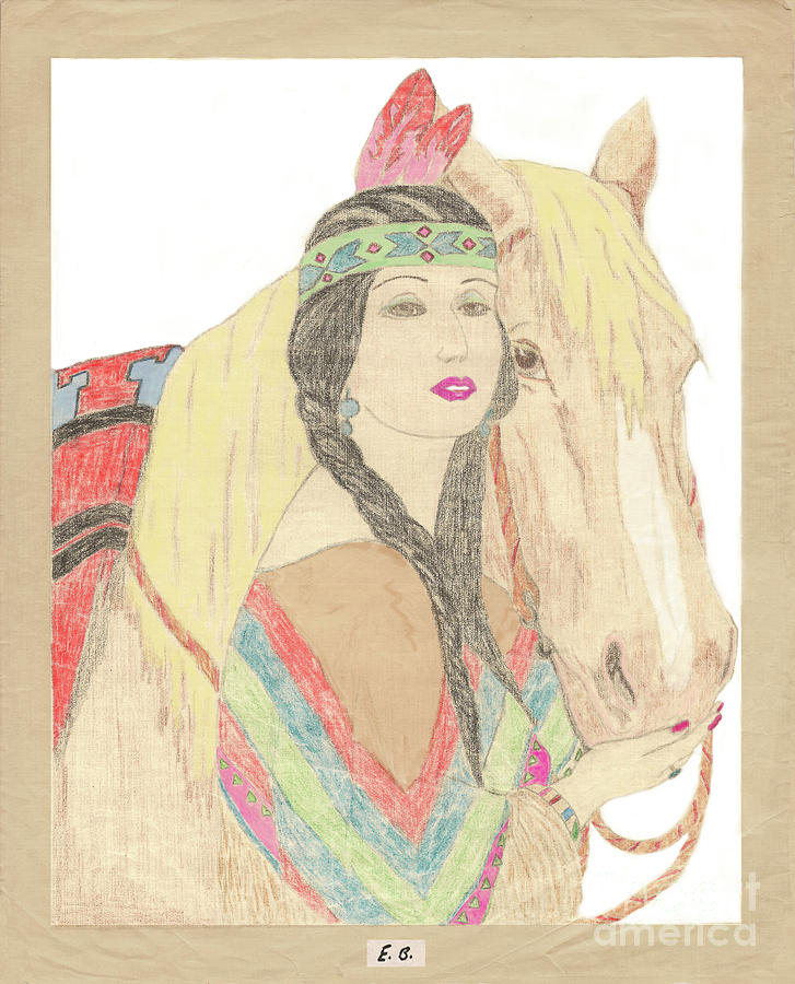 Indian Princess at Fair Drawing by Donna L Munro
