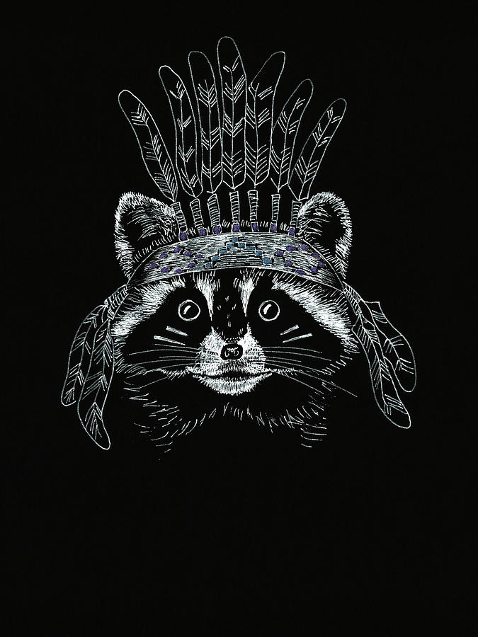 Indian Raccoon Drawing by Masha Batkova