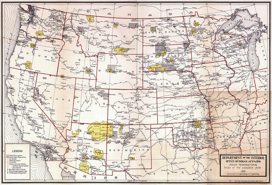 Indian Reservations Map 1923 Photograph by Daniel Hagerman