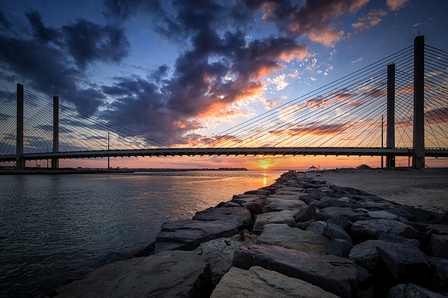 Indian River Inlet and Bay Sunset Photograph by Bill Swartwout