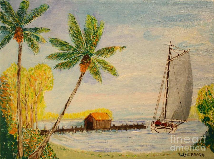 Indian River Lagoon Painting - Indian River Mail Sloop 1908 by Bill Hubbard