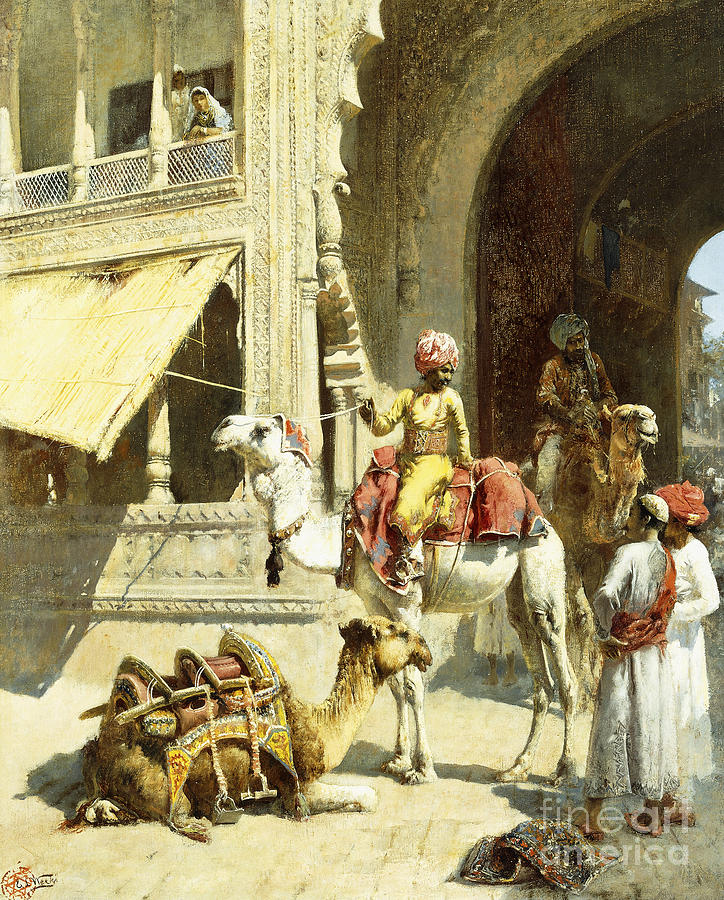 Camel Painting - Indian Scene by Edwin Lord Weeks