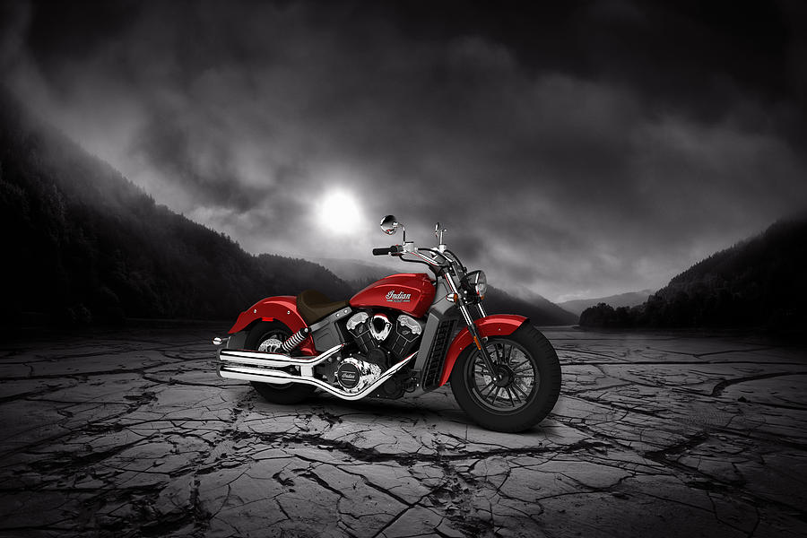 Indian Motorcycle Digital Art - Indian Scout 2015 Mountains 02 by Aged Pixel