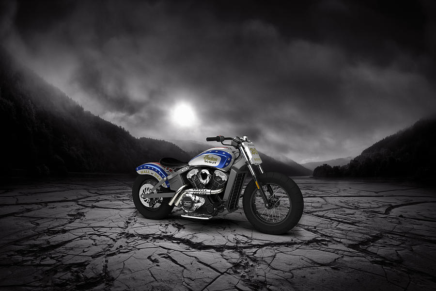 Indian Motorcycle Digital Art - Indian Scout 2015 Mountains by Aged Pixel
