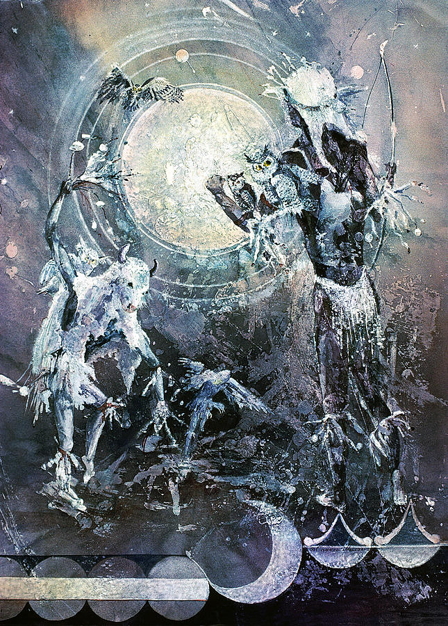 Indian Spirit Lunar Dance Painting by Connie Williams