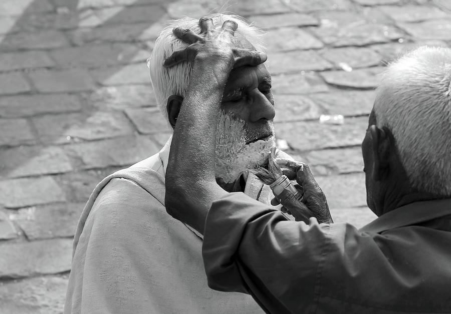 Indian Street Barber Image 1 Photograph by Prakash Ghai
