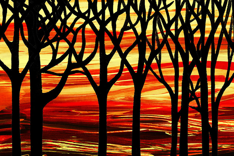 Indian Summer Abstract Forest Painting by Irina Sztukowski