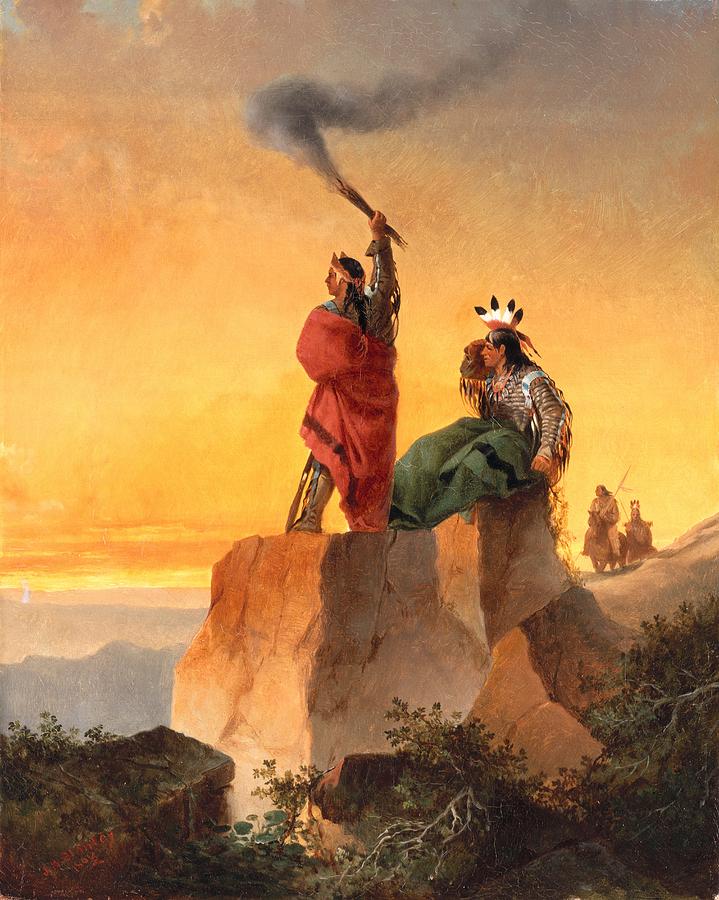 Sunset Painting - Indian Telegraph by John Mix Stanley