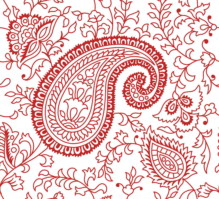 Indian Textile Pattern Drawing by Li Mei Fine Art America