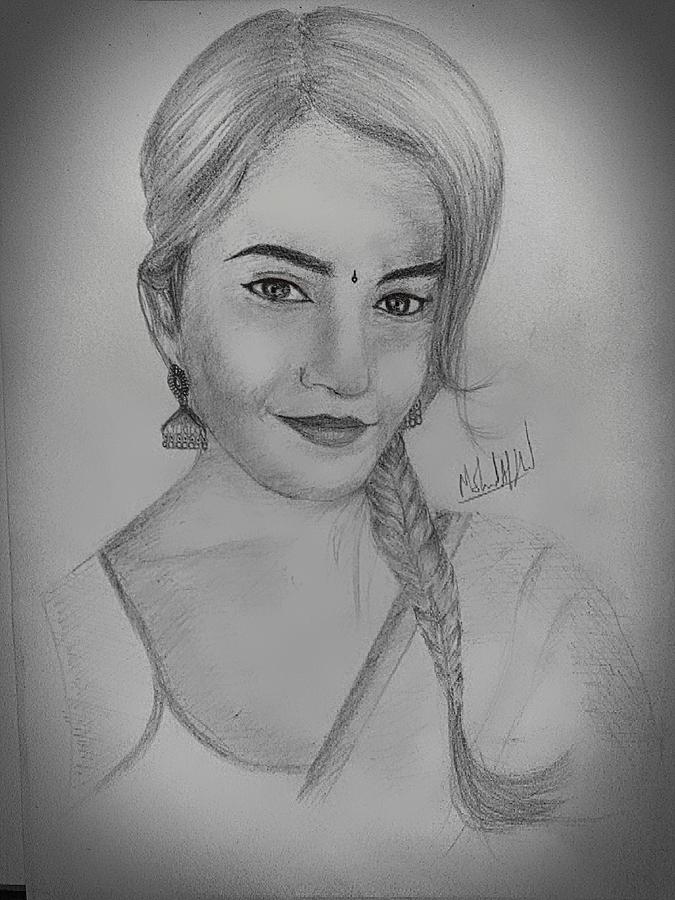 Indian girl pencil sketch by suzanne | PPT