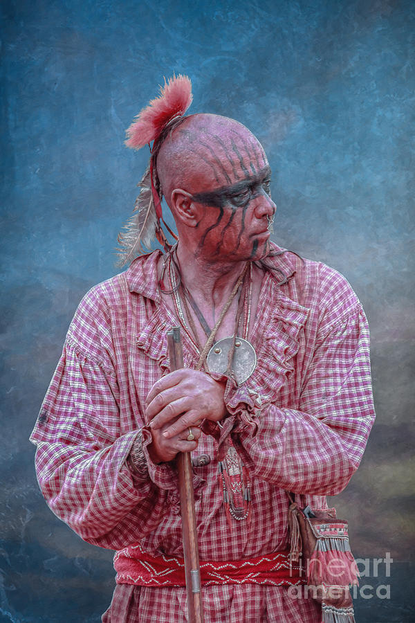 Indian Warrior in Trade Shirt Digital Art by Randy Steele