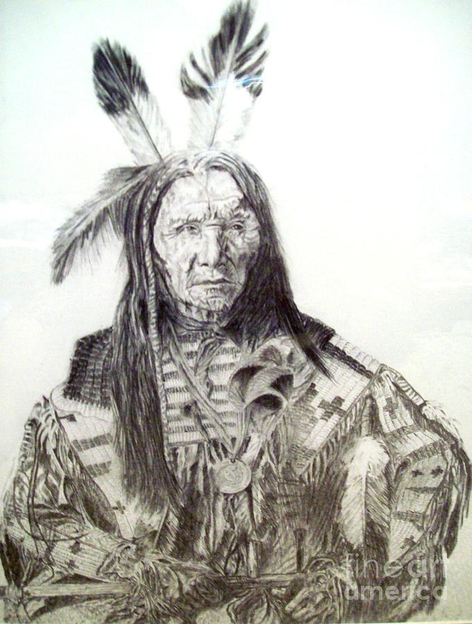 Indian Drawing - Indian Wolf Robe by Michael Grubb
